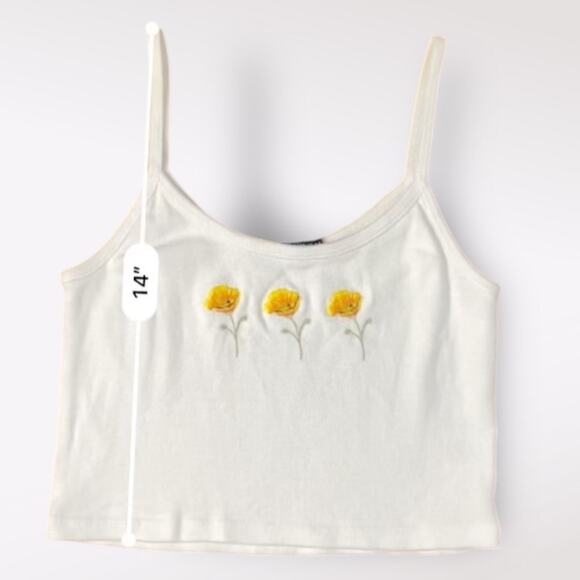 Brandy Melville Skylar Poppy Embroidered Cropped Tank Womens Multicolor - Picture 3 of 7